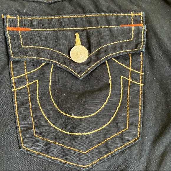 True Religion Vintage Y2K Linen Blend Capri Shorts Jorts Low Rise Flap Pockets - Picture 13 of 16